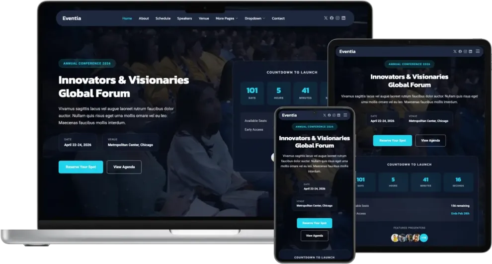 Eventia - Event Website Template for Conferences and Meetups