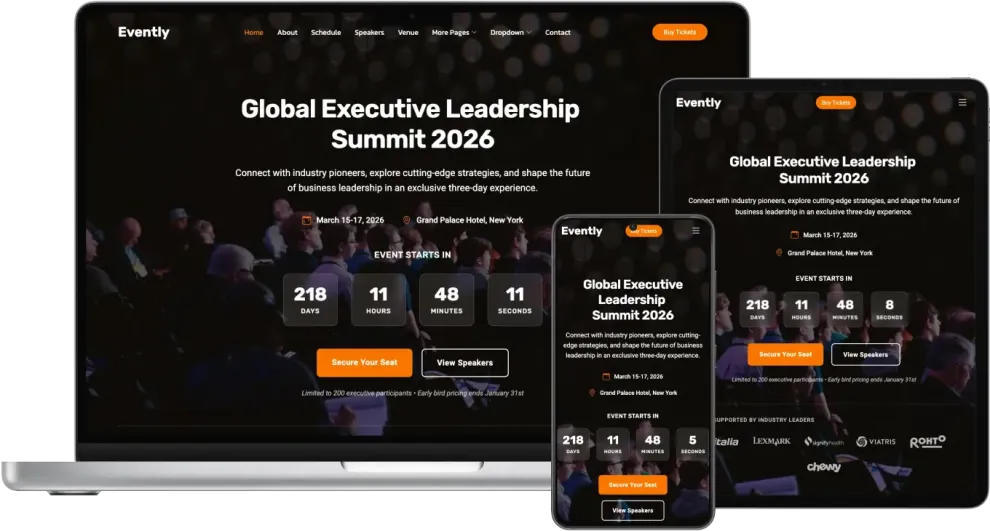 Evently – Modern Bootstrap Template for Events, Conferences, and Seminars