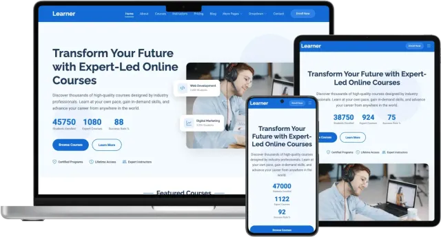 Learner – Online Courses & Education Bootstrap Template