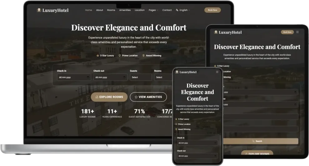  LuxuryHotel – Bootstrap Website Template for Hotels and Resorts
