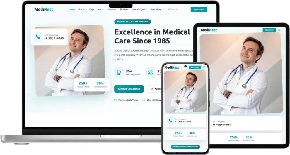 MediNest - Bootstrap Template for Hospitals, Clinics, and Healthcare Websites