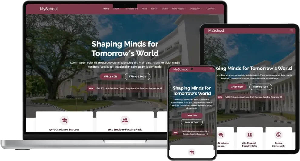 MySchool – Bootstrap Website Template for Schools