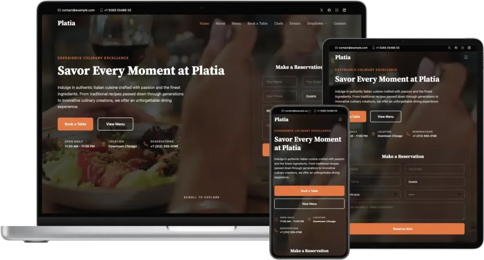 Platia – Bootstrap Restaurant Website Template